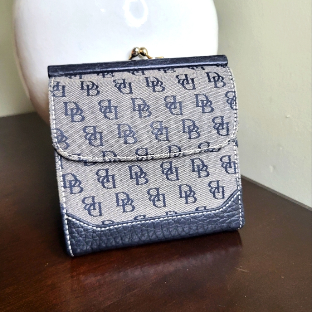 Dooney & Bourke Compact Monogram Wallet, Vintage Kisslock